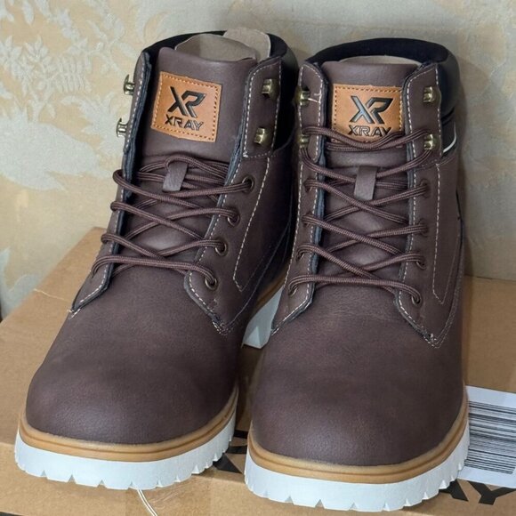 Xray Archer Brown Lace-Up Boots Men’s 12 Workwear Style Lug Sole Combat - Picture 5 of 10